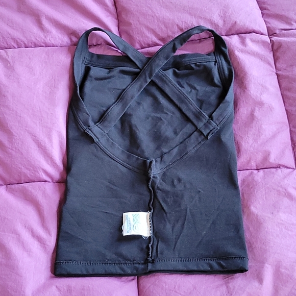Brasil Sul wide strap criss-cross low ballet-style back black camisole top S/M - Picture 6 of 6